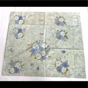 2 Vintage Handmade Pillowcase Standard Blue  Cream Set VTG Bedding Linen Home